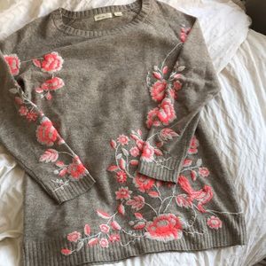 Anthropologie Floral Tunic Sweater